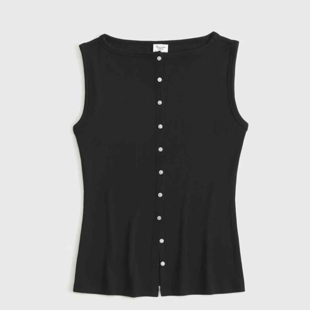 Black Slash Button-Through Top